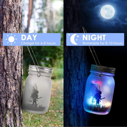 "Solar Mason Jar Fairy Light - Waterproof IP65 Hanging Lantern for Garden, Patio, and Outdoor Decoration"