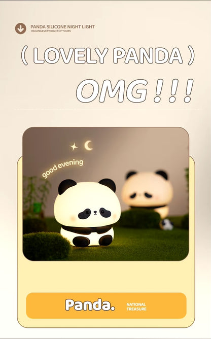 Adorable Panda LED Silicone Night Light – Rechargeable Touch Lamp for Kids & Cozy Bedrooms