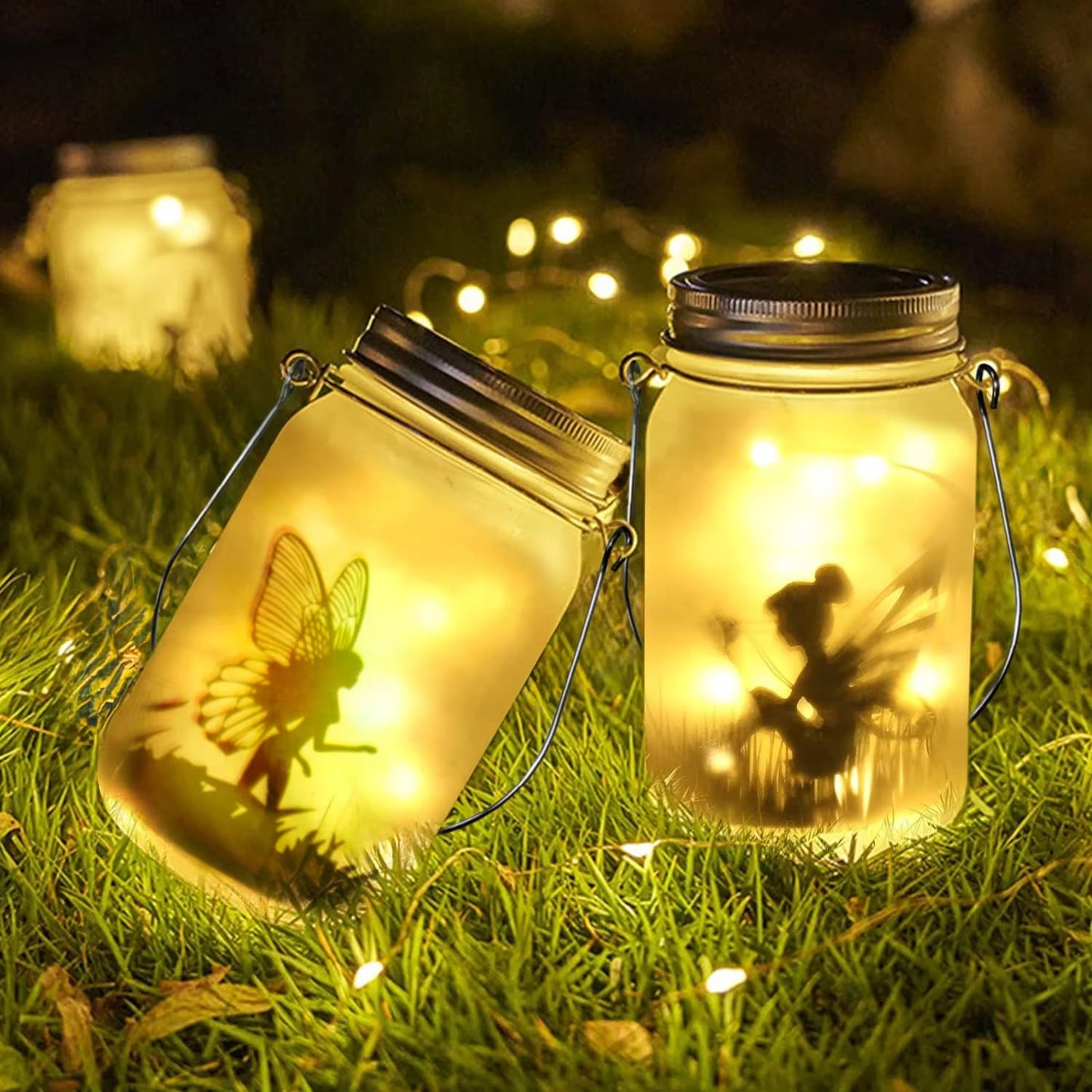 "Solar Mason Jar Fairy Light - Waterproof IP65 Hanging Lantern for Garden, Patio, and Outdoor Decoration"