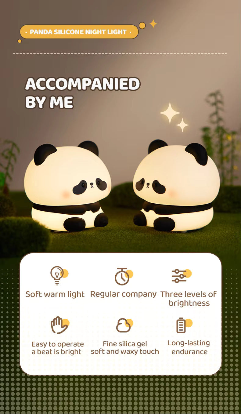 Adorable Panda LED Silicone Night Light – Rechargeable Touch Lamp for Kids & Cozy Bedrooms