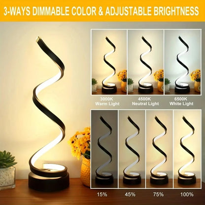 SpiralGlow LED Table Lamp – Dimmable & Stylish Light for Home & Office