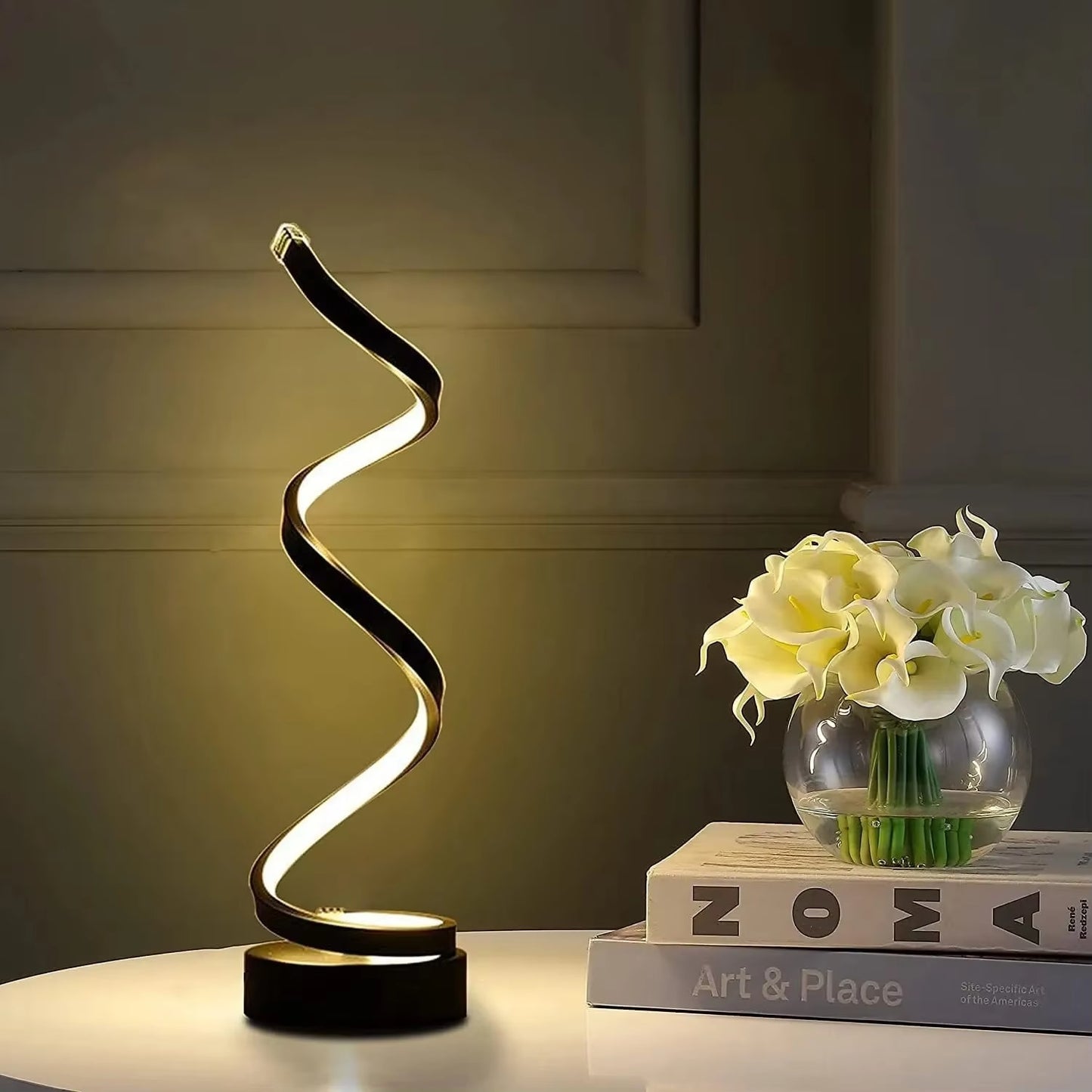 SpiralGlow LED Table Lamp – Dimmable & Stylish Light for Home & Office