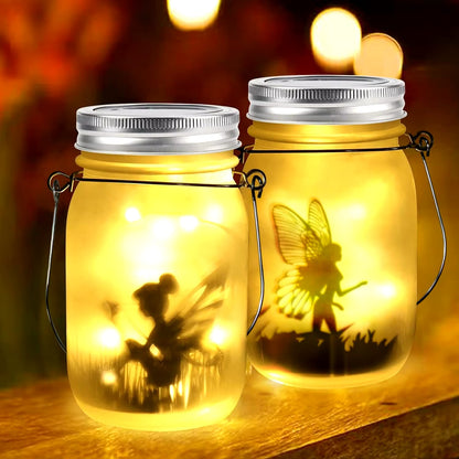 "Solar Mason Jar Fairy Light - Waterproof IP65 Hanging Lantern for Garden, Patio, and Outdoor Decoration"